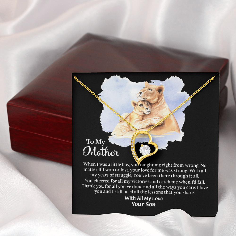 To My Mother Forever Love Necklace, Mom Birthday Gift From Son, Mothers Day Necklace To Mom, Message Card Jewelry For Mom
