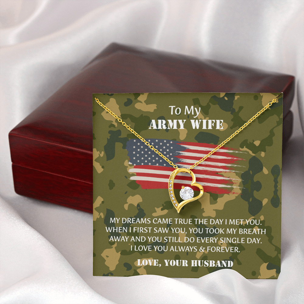 Army Wife Forever Love Necklace, Military Wife Gift, Gift from Husband to Wife, Anniversary Gift for Army Wife