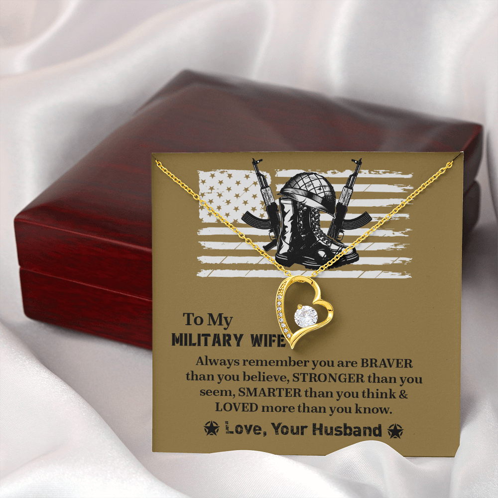 To My Military Wife Forever Love Necklace, Military Wife Gift, Gift from Husband to Wife, Anniversary Gift for Army Wife