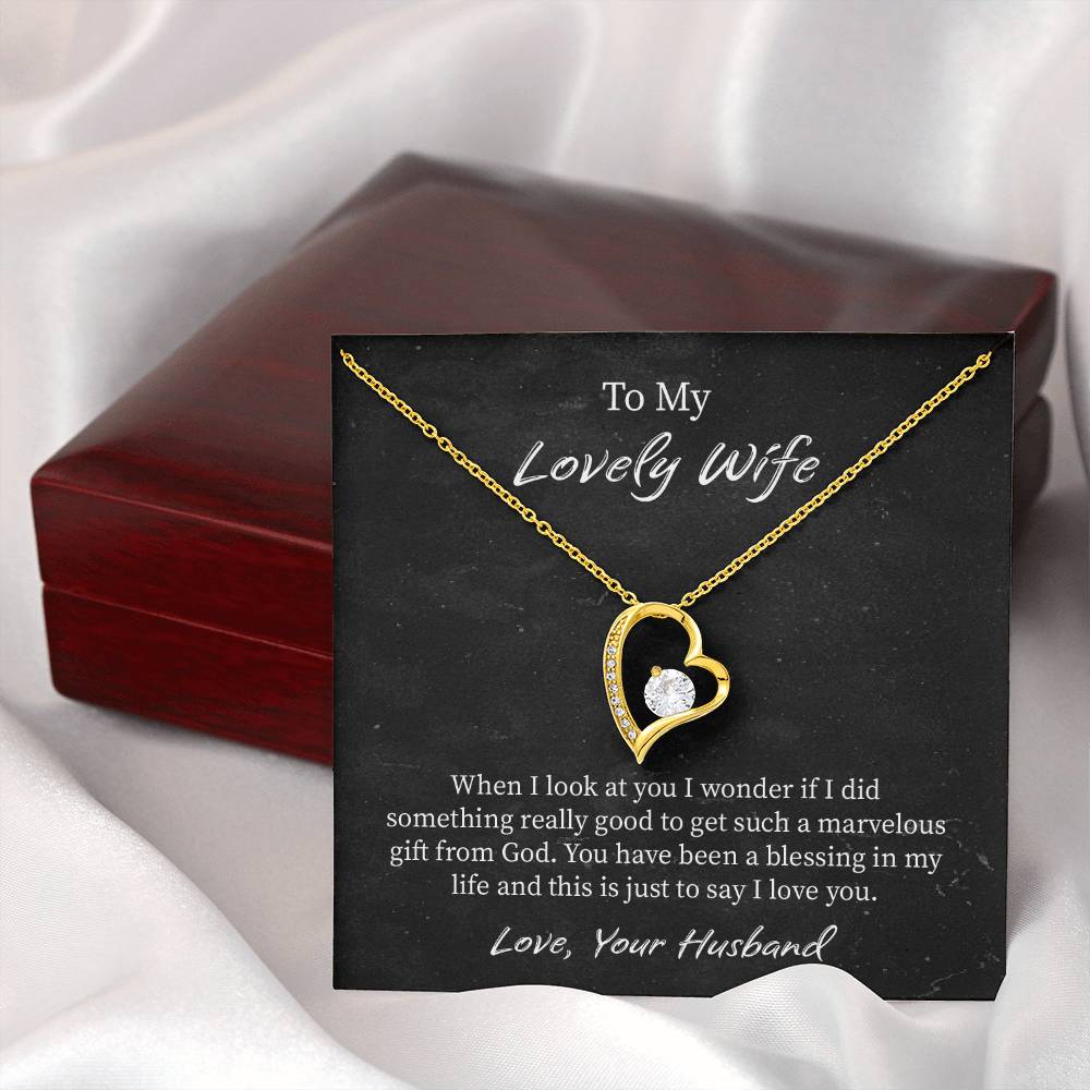 My Lovely Wife Forever Love Necklace, Romantic Anniversary Gift for Wife, Wife Birthday Gift, Necklace for Wife