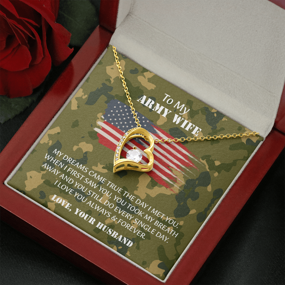 Army Wife Forever Love Necklace, Military Wife Gift, Gift from Husband to Wife, Anniversary Gift for Army Wife