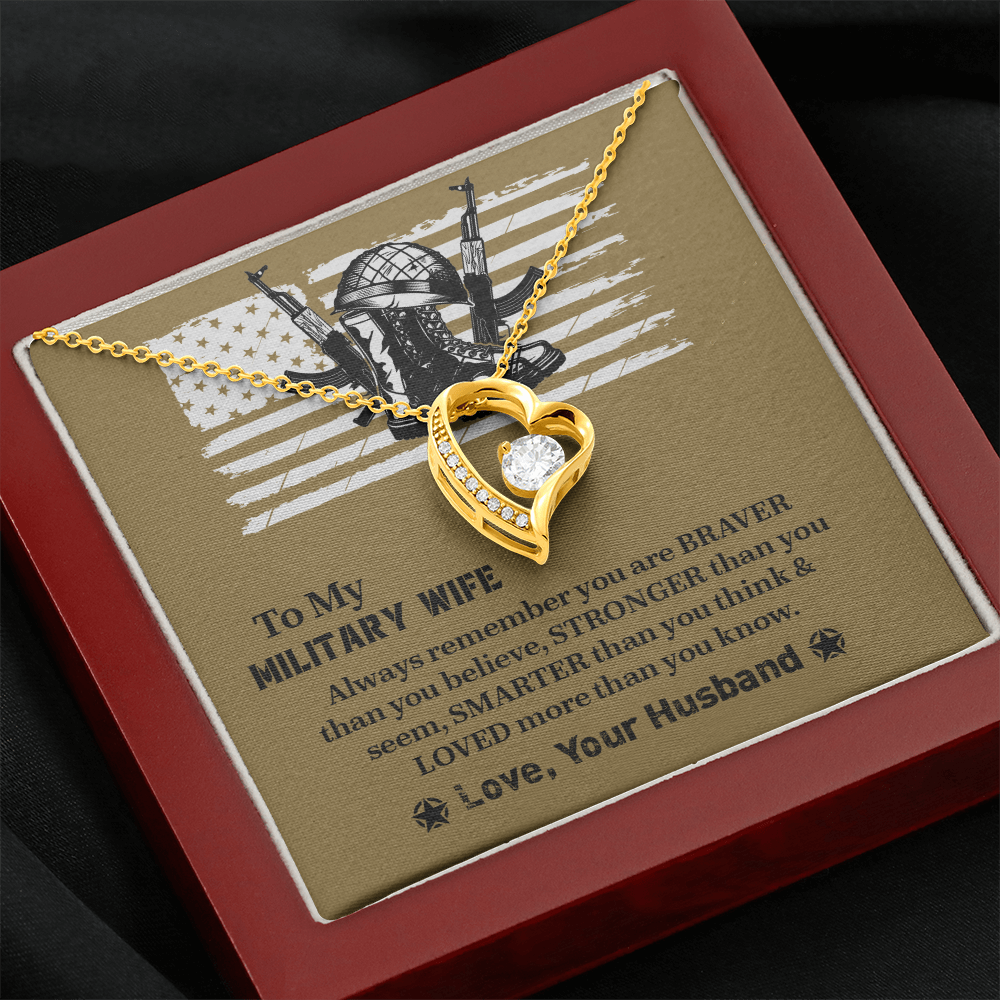 To My Military Wife Forever Love Necklace, Military Wife Gift, Gift from Husband to Wife, Anniversary Gift for Army Wife