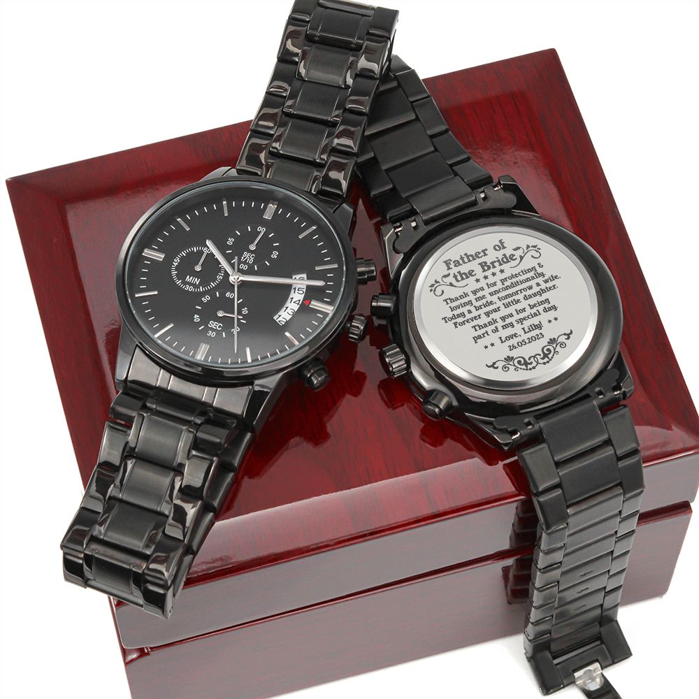 UNIDAZE Father of The Bride Gifts from Bride, Dad Wedding Gift from Daughter, Father of the Bride Engravable Watch ShineOn Fulfillment E131T lx-P10125 P10125 PB24-WOOD PT-1495 TNM-2 USER-188348