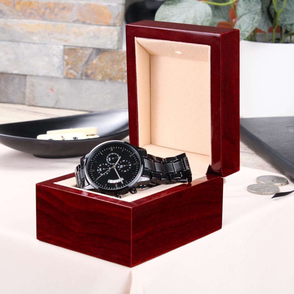 UNIDAZE Father Gift From Daughter Watch Black, Father Of The Bride Gift, Gift to Father Of The Bride, Father Of The Bride Gift From Daughter, Wedding Gift ShineOn Fulfillment E131T lx-P10125 P10125 PB24-WOOD PT-1495 TNM-2 USER-188348