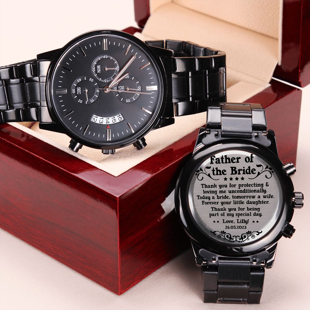 UNIDAZE Father of The Bride Gifts from Bride, Dad Wedding Gift from Daughter, Father of the Bride Engravable Watch ShineOn Fulfillment E131T lx-P10125 P10125 PB24-WOOD PT-1495 TNM-2 USER-188348