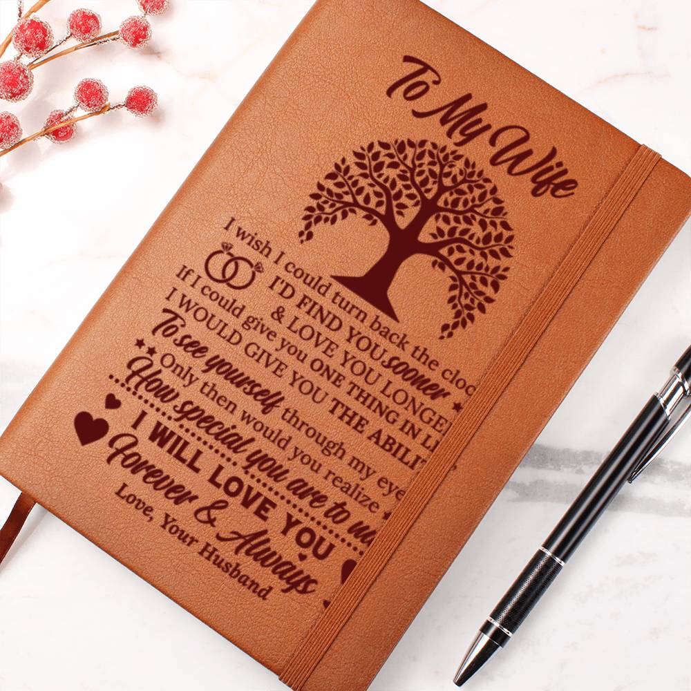 To My Wife I Wish I Could Love Husband Engraved Leather Journal Notebook Diary Custom Wedding Quotes Gift Anniversary Birthday Graduation