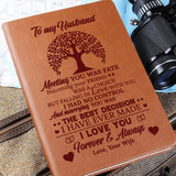 To My Husband Meeting You Was Love Wife Engraved Leather Journal Notebook Diary Custom Wedding Quotes Gift Anniversary Birthday Graduation