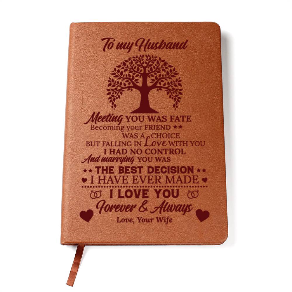 To My Husband Meeting You Was Love Wife Engraved Leather Journal Notebook Diary Custom Wedding Quotes Gift Anniversary Birthday Graduation