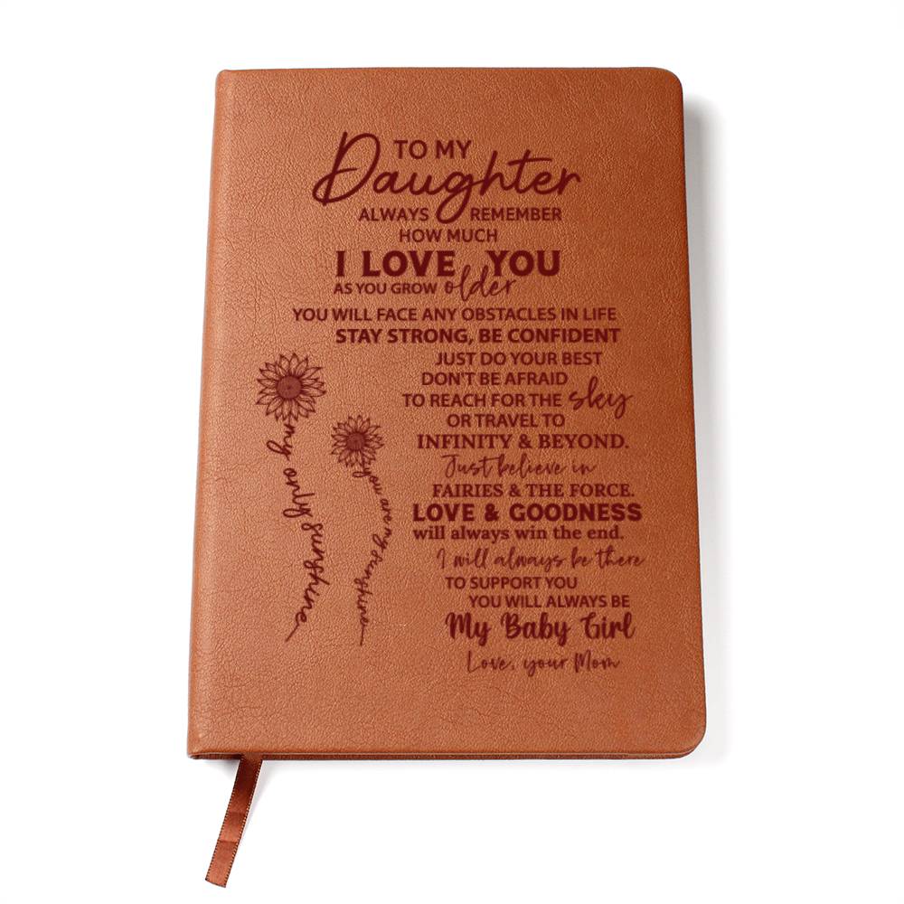 To My Daughter Stay Strong And Love Mom Engraved Leather Journal Notebook Diary Custom Wedding Quotes Gift Anniversary Birthday Graduation