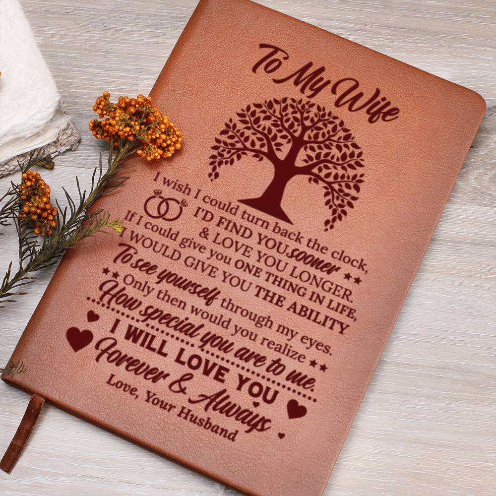 To My Wife I Wish I Could Love Husband Engraved Leather Journal Notebook Diary Custom Wedding Quotes Gift Anniversary Birthday Graduation