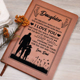 To My Daughter Greatest From Love Dad Engraved Leather Journal Notebook Diary Custom Wedding Quotes Gift Anniversary Birthday Graduation