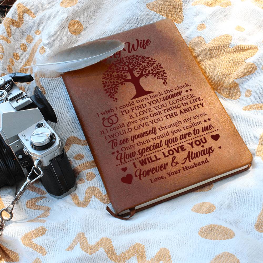 To My Wife I Wish I Could Love Husband Engraved Leather Journal Notebook Diary Custom Wedding Quotes Gift Anniversary Birthday Graduation