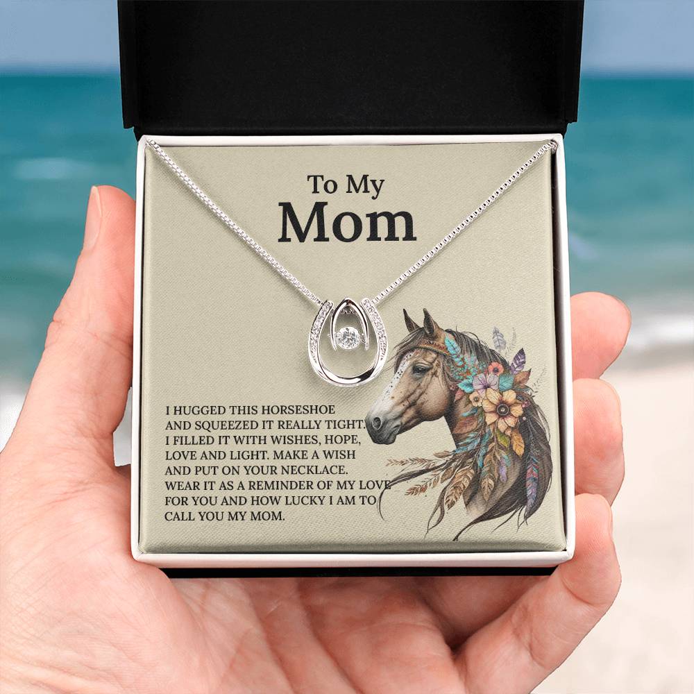 UNIDAZE Lucky Horseshoe Necklace Gift for Mom, Horse Lover Gift From Daughter or Son, Christmas Gift for Mom ShineOn Fulfillment C30188TR lx-C30188 PB23-WOOD PT-3641 TNM-1 USER-188348