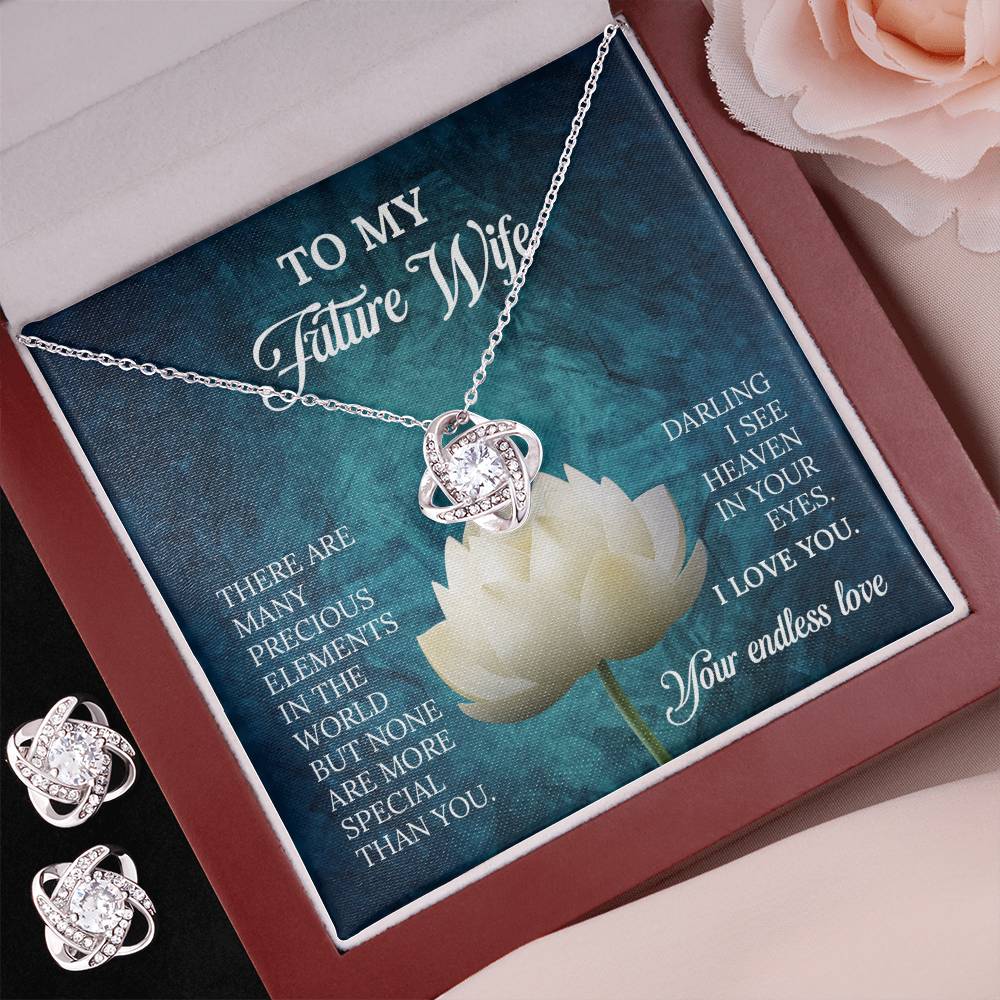 To My Future Wife Love Knot Necklace & Earring Set, Rehearsal Dinner Gift, Sentimental Gift For Bride From Groom, Birthday Gifts For Fiancée