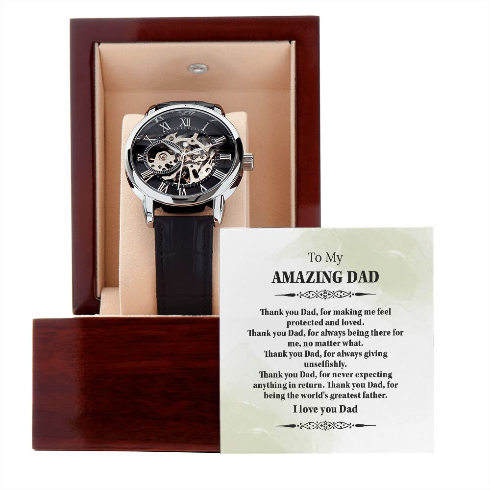 UNIDAZE To My Amazing Dad Openwork Watch Message, Love You Dad, Father's Day Gift From Daughter Son, Birthday Gift For Dad ShineOn Fulfillment PB24-WOOD PT-4320 USER-188348 W30044