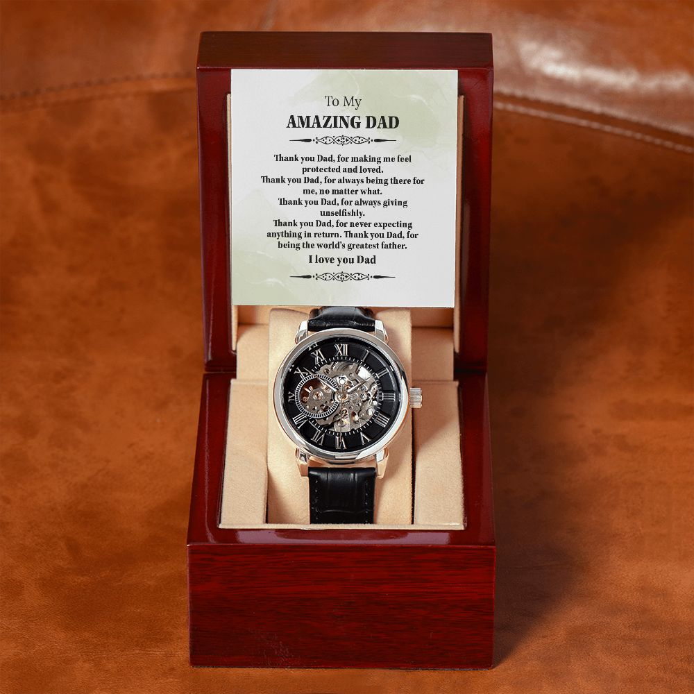 UNIDAZE To My Amazing Dad Openwork Watch Message, Love You Dad, Father's Day Gift From Daughter Son, Birthday Gift For Dad ShineOn Fulfillment PB24-WOOD PT-4320 USER-188348 W30044