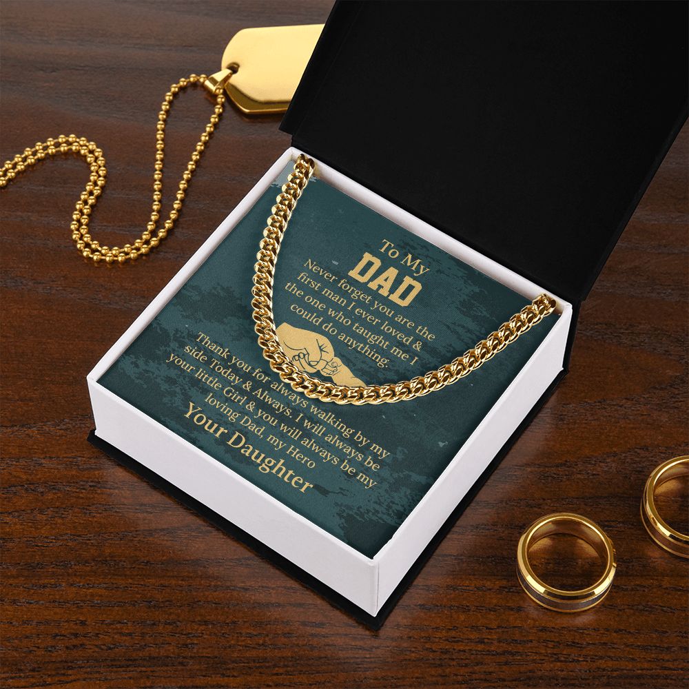UNIDAZE Cuban Chain Necklace, Dad Necklace Gift, Dad Birthday Gift From Daughter, Father's Day Gifts, Sentimental Gift Dad ShineOn Fulfillment C30184T C30184TG lx-C30184 PB23-WOOD PT-4348 TNM-1 USER-188348
