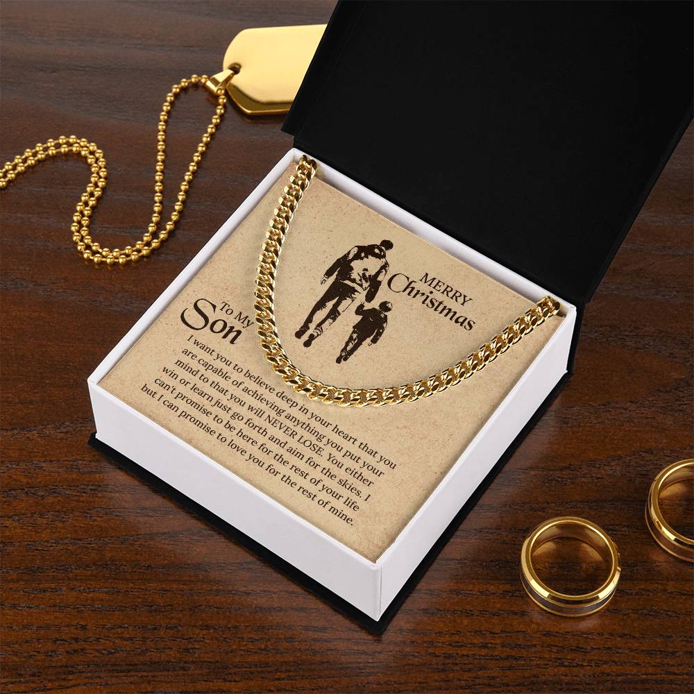 To My Son Cuban Link Chain Necklace, Christmas Gift for Son, Necklace For Men, Gift For Son, Jewelry For Him, Son Necklace, Personalized Message Card