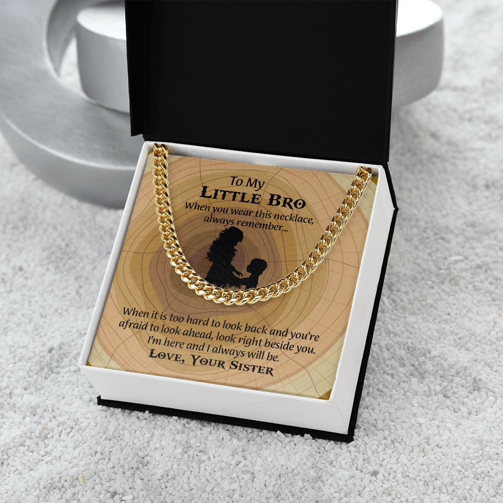 To My Little Brother Gift Necklace, Cuban Link Chain Necklace for Little Brother on Graduation, Meaningful Birthday Gift for Little Bro