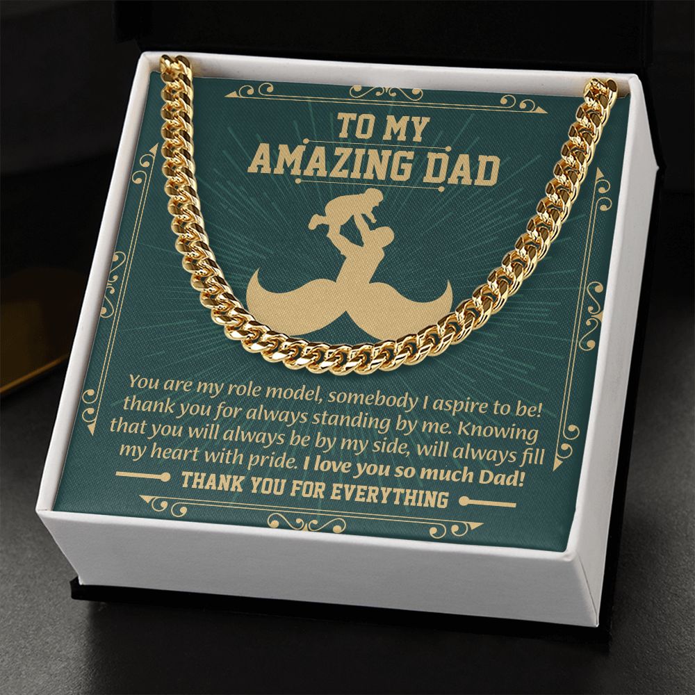 UNIDAZE To My Father Cuban Link Chain Necklace, Dad Necklace Gift, Dad Birthday Gift From Daughter Son, Father's Day Gifts, Sentimental Gift Dad ShineOn Fulfillment C30184T C30184TG lx-C30184 PB23-WOOD PT-4348 TNM-1 USER-188348