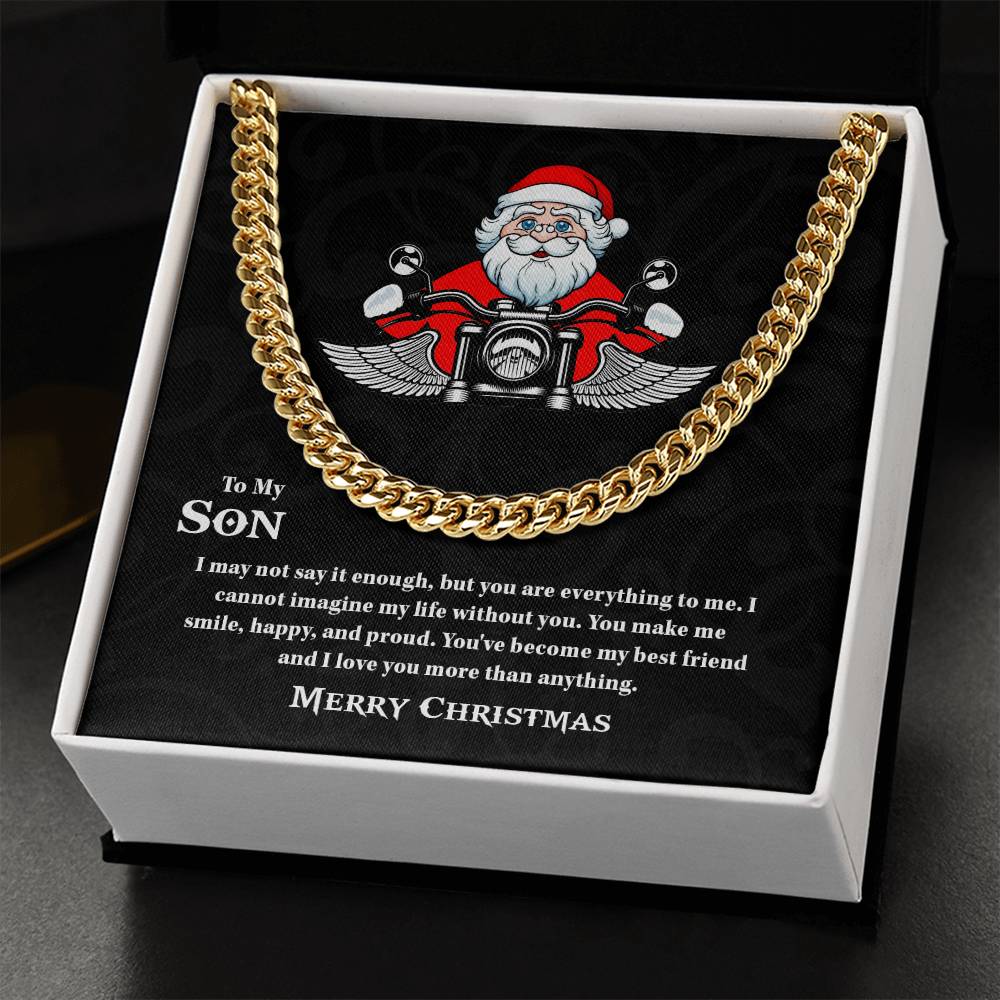 To My Son Cuban Link Chain Necklace, Christmas Gift, Necklace For Men, Gift For Son, Jewelry For Him, Son Necklace, Personalized Message Card