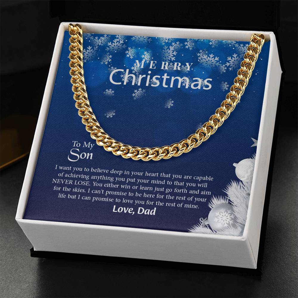 To My Son Cuban Link Chain Necklace, Christmas Gift From Dad, Necklace For Men, Gift For Son, Jewelry For Him, Son Necklace, Personalized Message Card