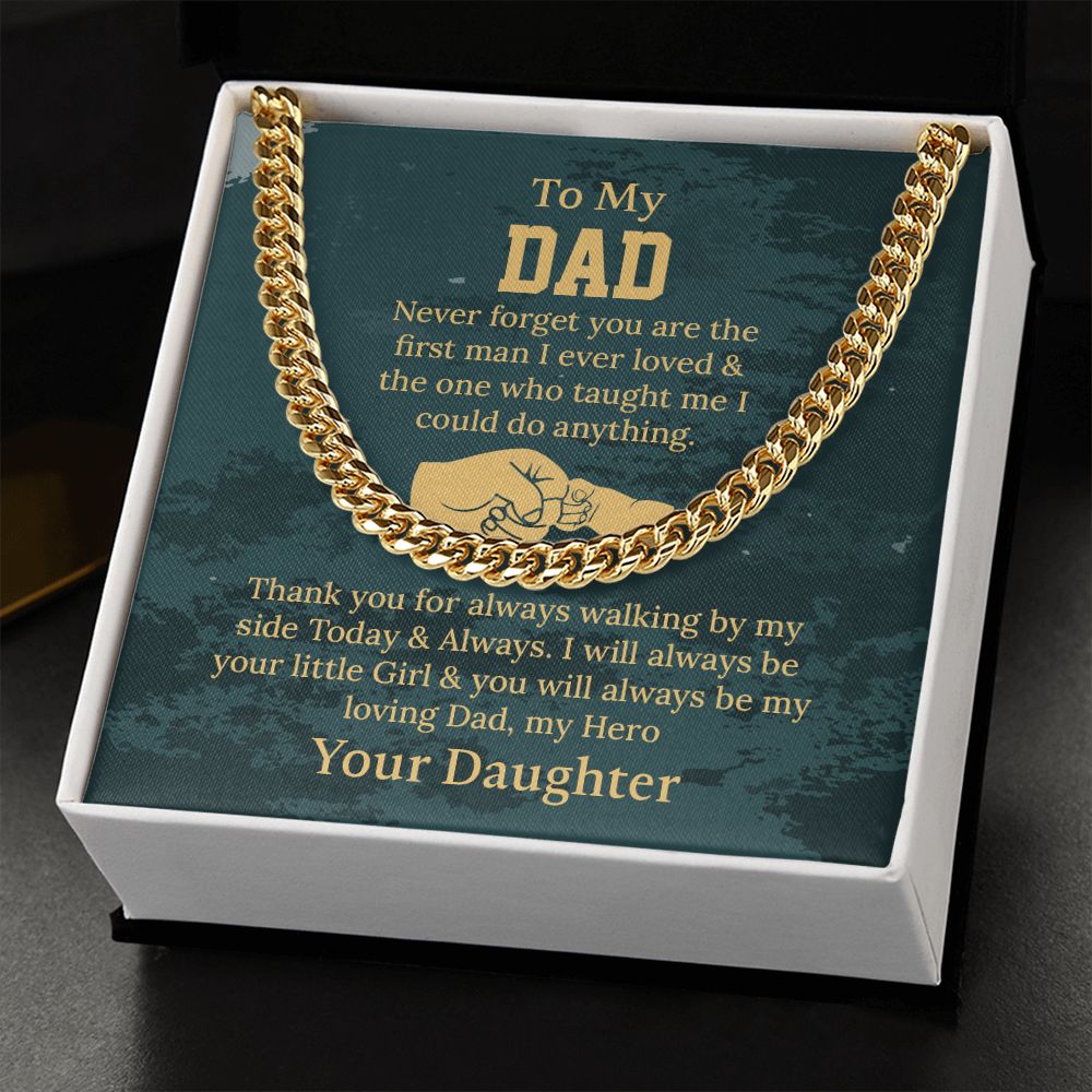 UNIDAZE Cuban Chain Necklace, Dad Necklace Gift, Dad Birthday Gift From Daughter, Father's Day Gifts, Sentimental Gift Dad ShineOn Fulfillment C30184T C30184TG lx-C30184 PB23-WOOD PT-4348 TNM-1 USER-188348