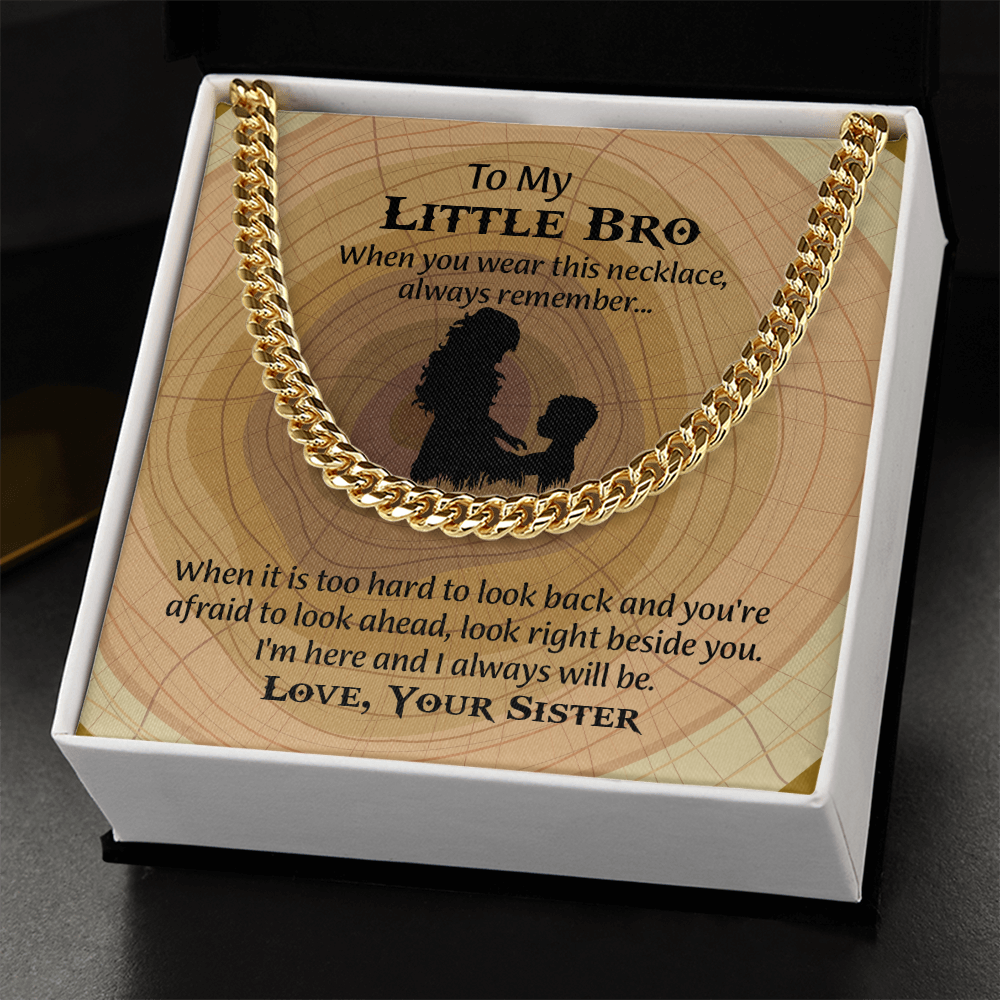 To My Little Brother Gift Necklace, Cuban Link Chain Necklace for Little Brother on Graduation, Meaningful Birthday Gift for Little Bro