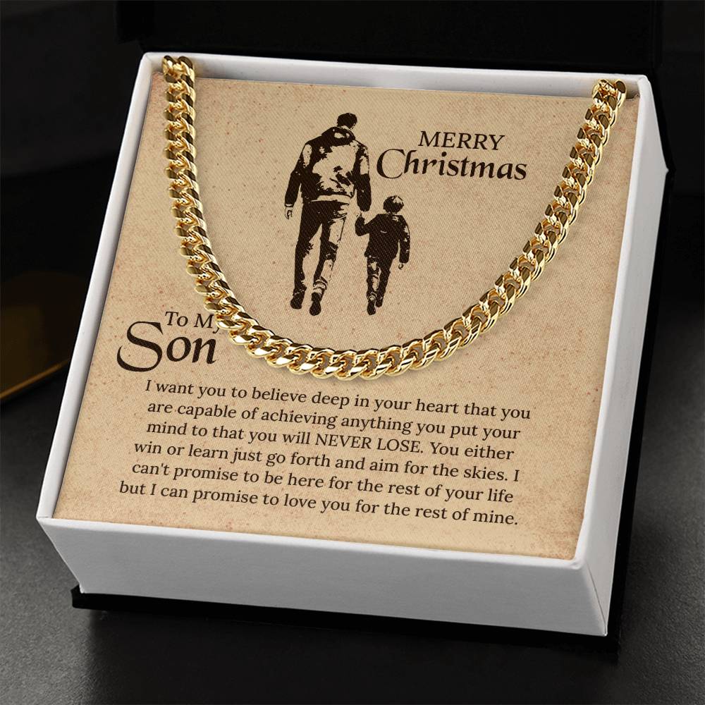 To My Son Cuban Link Chain Necklace, Christmas Gift for Son, Necklace For Men, Gift For Son, Jewelry For Him, Son Necklace, Personalized Message Card