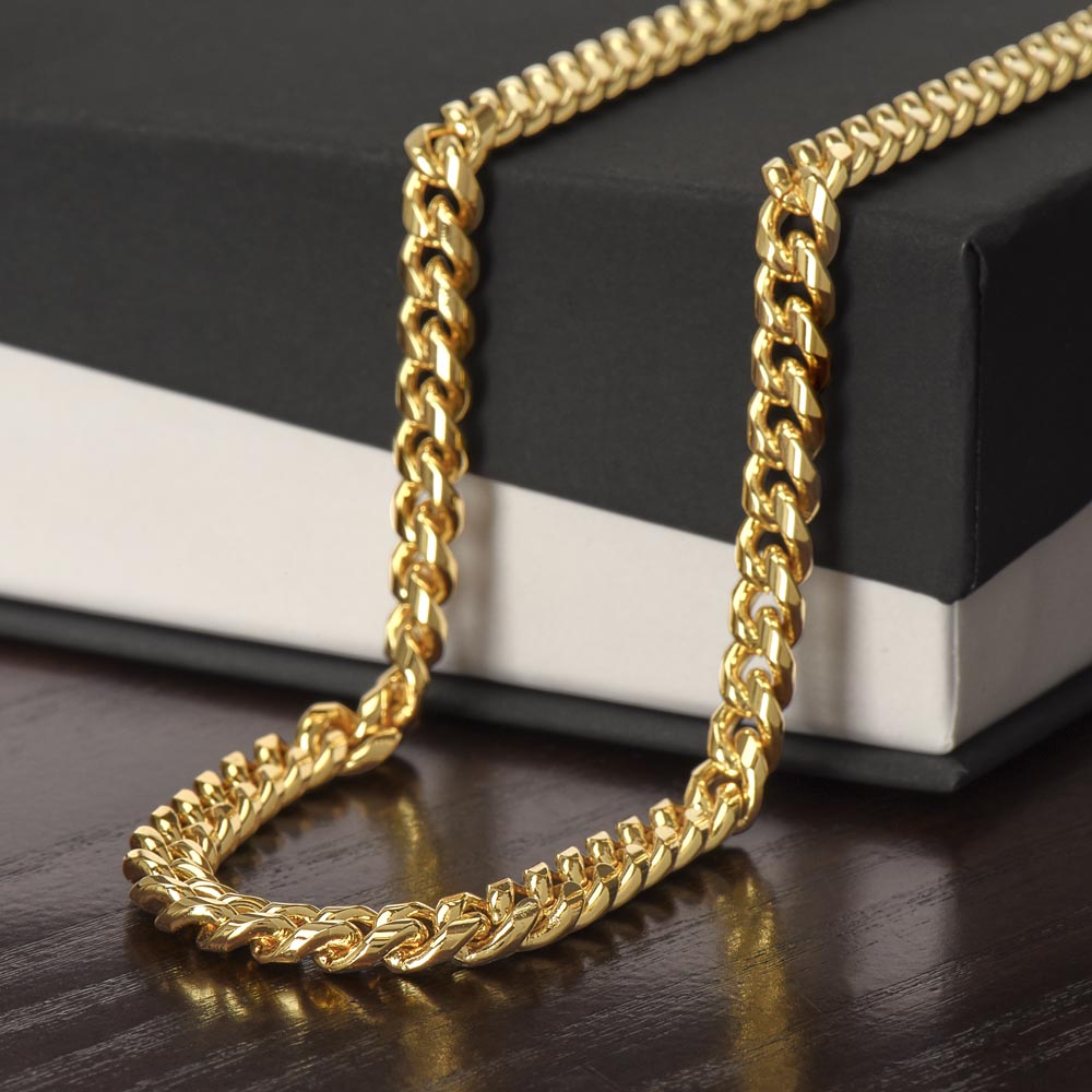 To My Husband Cuban Link Chain Gift From Wife, Message Card Necklace For Hubby Birthday Anniversary Christmas For Him