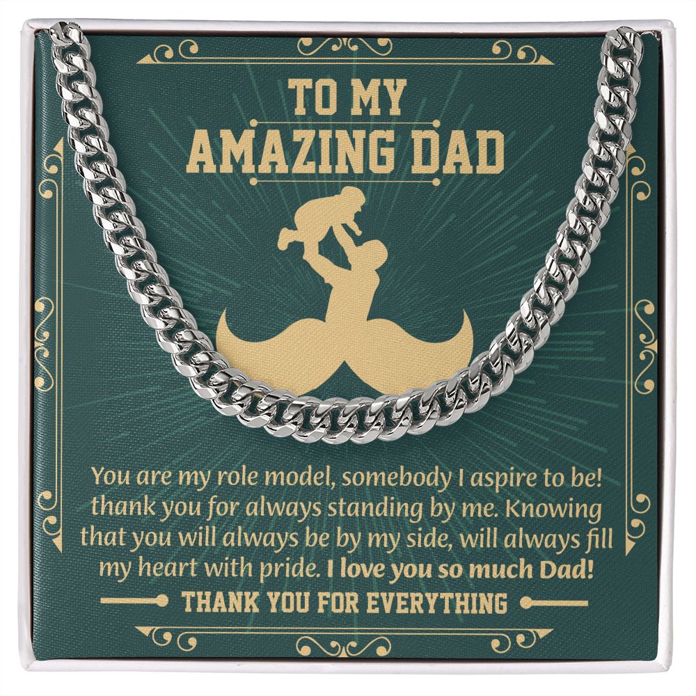 UNIDAZE To My Father Cuban Link Chain Necklace, Dad Necklace Gift, Dad Birthday Gift From Daughter Son, Father's Day Gifts, Sentimental Gift Dad ShineOn Fulfillment C30184T C30184TG lx-C30184 PB23-WOOD PT-4348 TNM-1 USER-188348