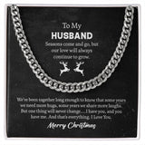 To My Husband Cuban Link Chain Gift From Wife, Message Card Necklace For Hubby Birthday Anniversary Christmas For Him