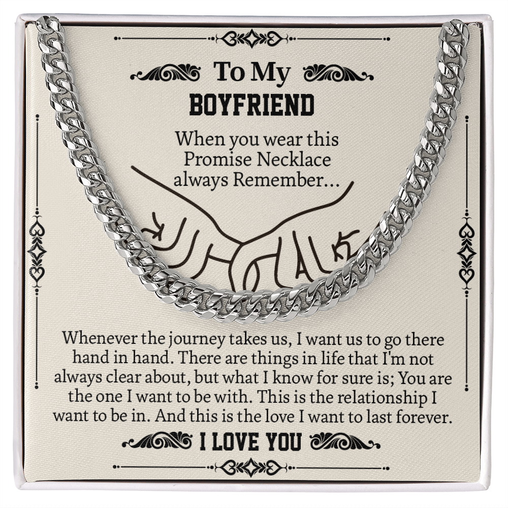 To My Boyfriend Cuban Chain Necklace, Promise Necklace For Boyfriend, Gifts For Boyfriend Christmas, Valentines Day Gift For Boyfriend