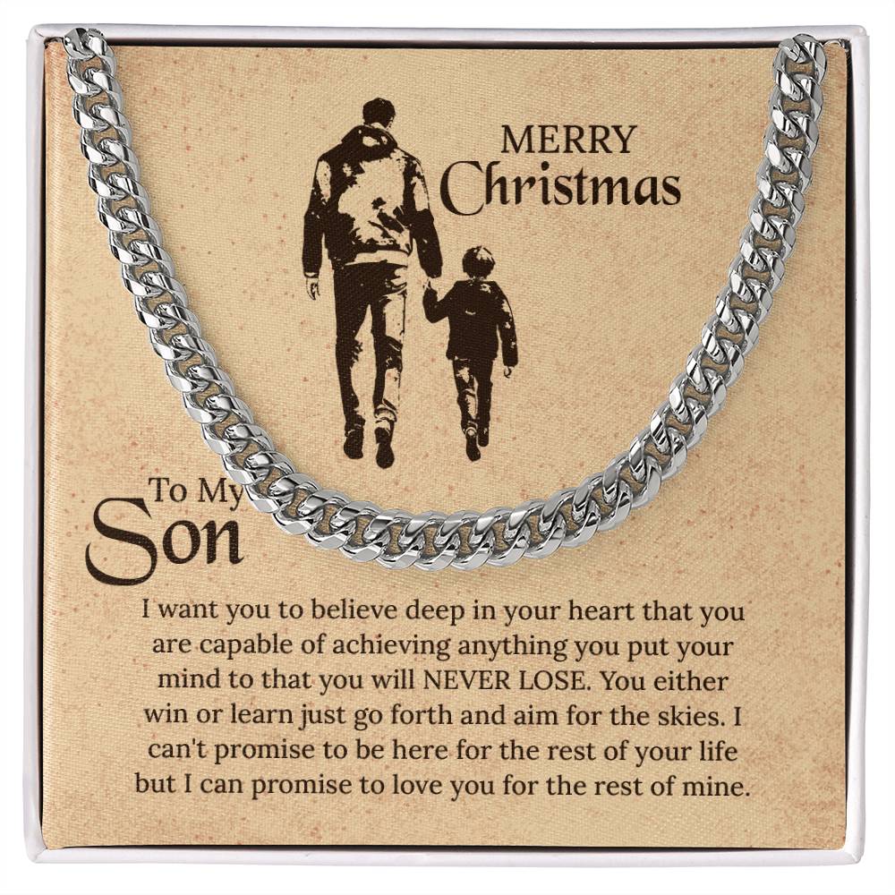 To My Son Cuban Link Chain Necklace, Christmas Gift for Son, Necklace For Men, Gift For Son, Jewelry For Him, Son Necklace, Personalized Message Card