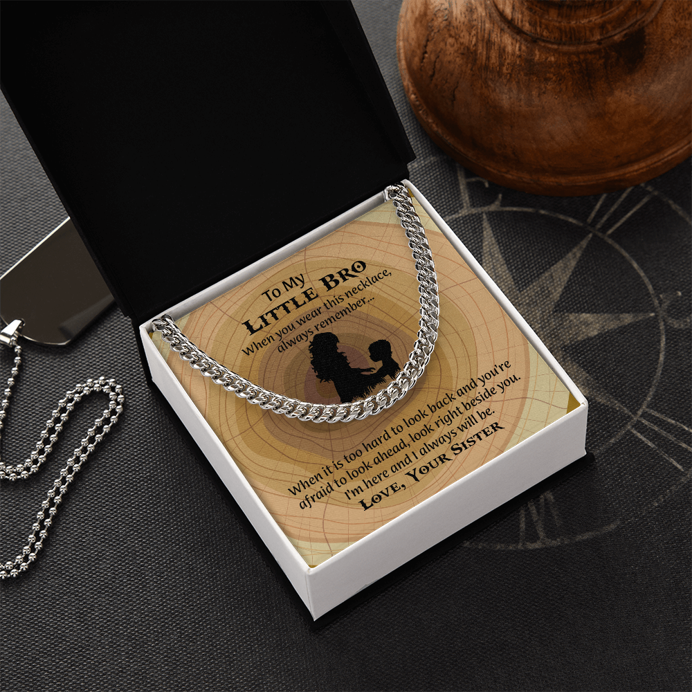 To My Little Brother Gift Necklace, Cuban Link Chain Necklace for Little Brother on Graduation, Meaningful Birthday Gift for Little Bro