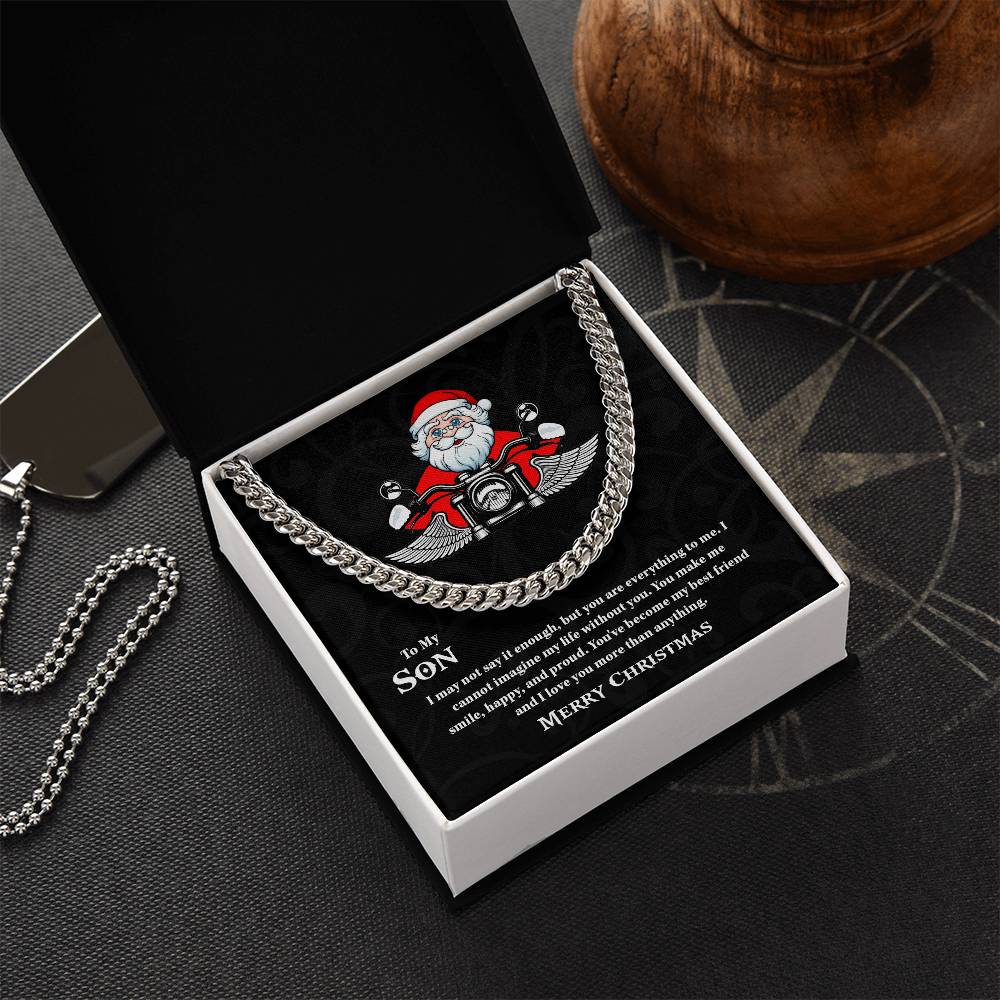 To My Son Cuban Link Chain Necklace, Christmas Gift, Necklace For Men, Gift For Son, Jewelry For Him, Son Necklace, Personalized Message Card