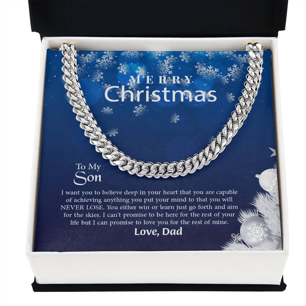 To My Son Cuban Link Chain Necklace, Christmas Gift From Dad, Necklace For Men, Gift For Son, Jewelry For Him, Son Necklace, Personalized Message Card