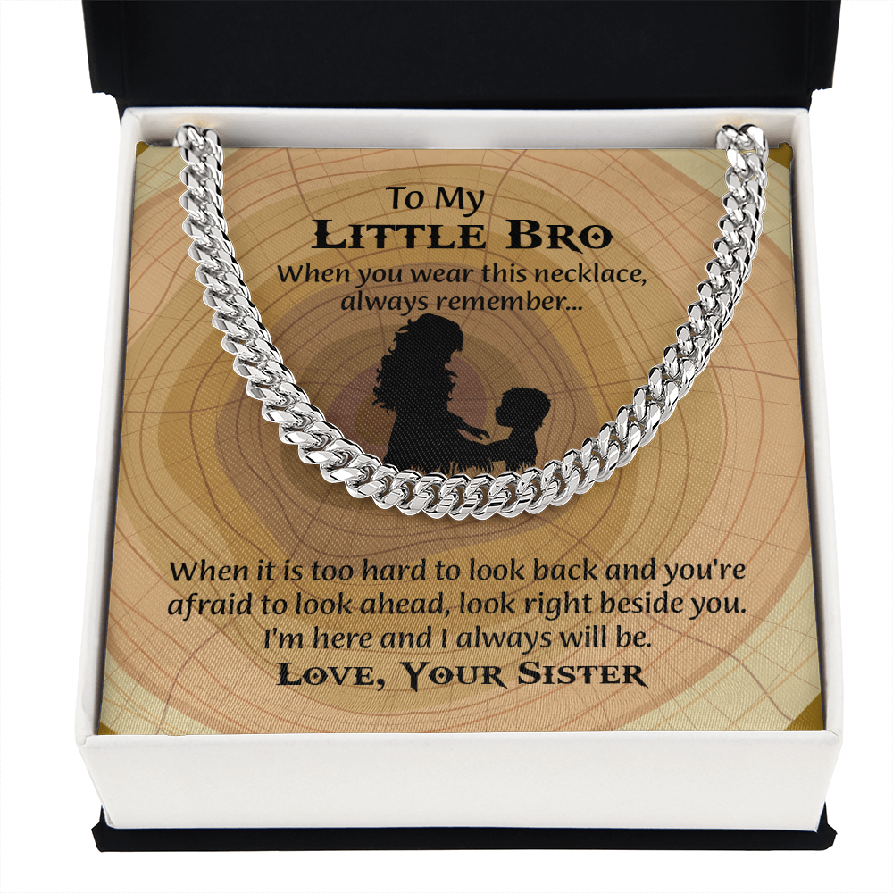 To My Little Brother Gift Necklace, Cuban Link Chain Necklace for Little Brother on Graduation, Meaningful Birthday Gift for Little Bro