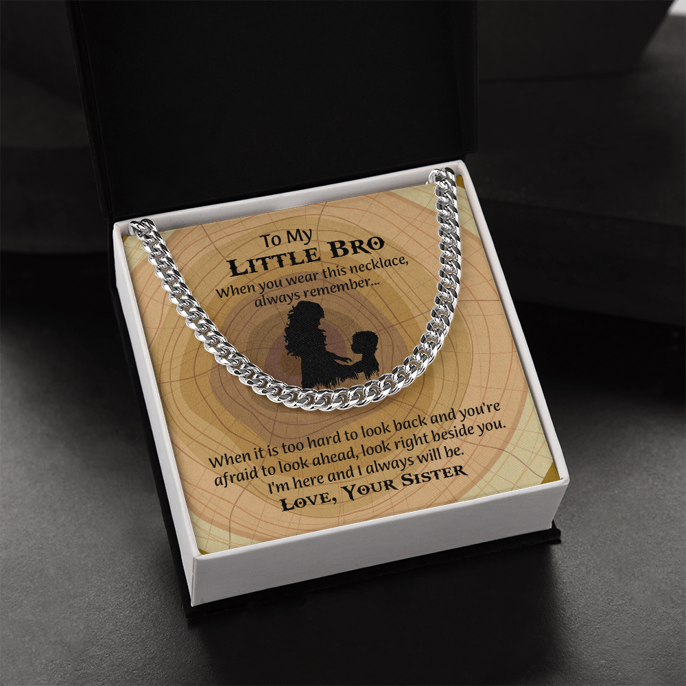 To My Little Brother Gift Necklace, Cuban Link Chain Necklace for Little Brother on Graduation, Meaningful Birthday Gift for Little Bro