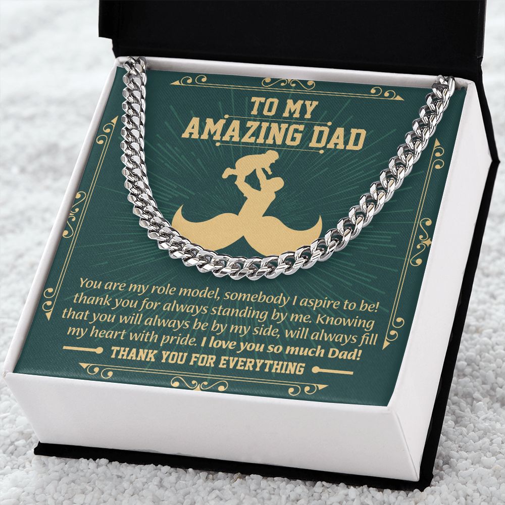 UNIDAZE To My Father Cuban Link Chain Necklace, Dad Necklace Gift, Dad Birthday Gift From Daughter Son, Father's Day Gifts, Sentimental Gift Dad ShineOn Fulfillment C30184T C30184TG lx-C30184 PB23-WOOD PT-4348 TNM-1 USER-188348