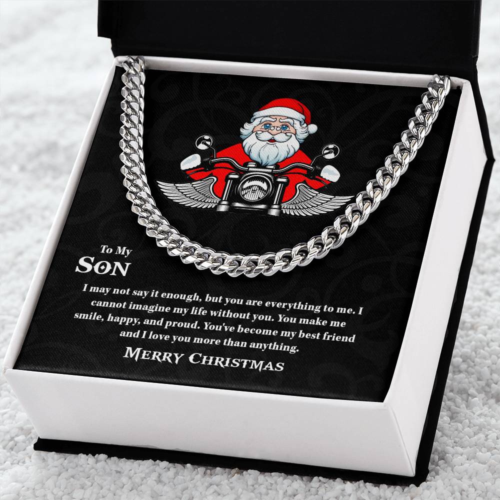 To My Son Cuban Link Chain Necklace, Christmas Gift, Necklace For Men, Gift For Son, Jewelry For Him, Son Necklace, Personalized Message Card