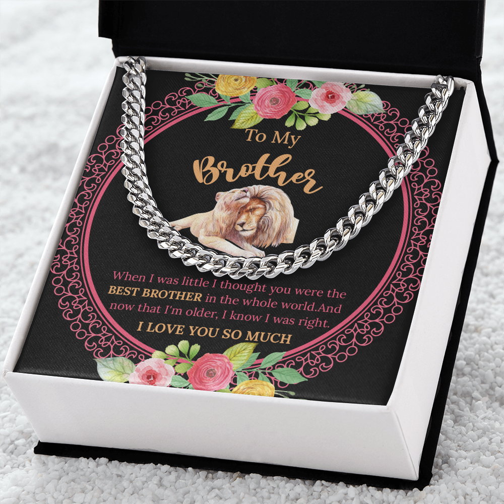 Cuban Chain Necklace for Brother, Brother Gifts, Brother Birthday Present, Meaningful Gift for Brother from Sister, Brother Christmas Gift