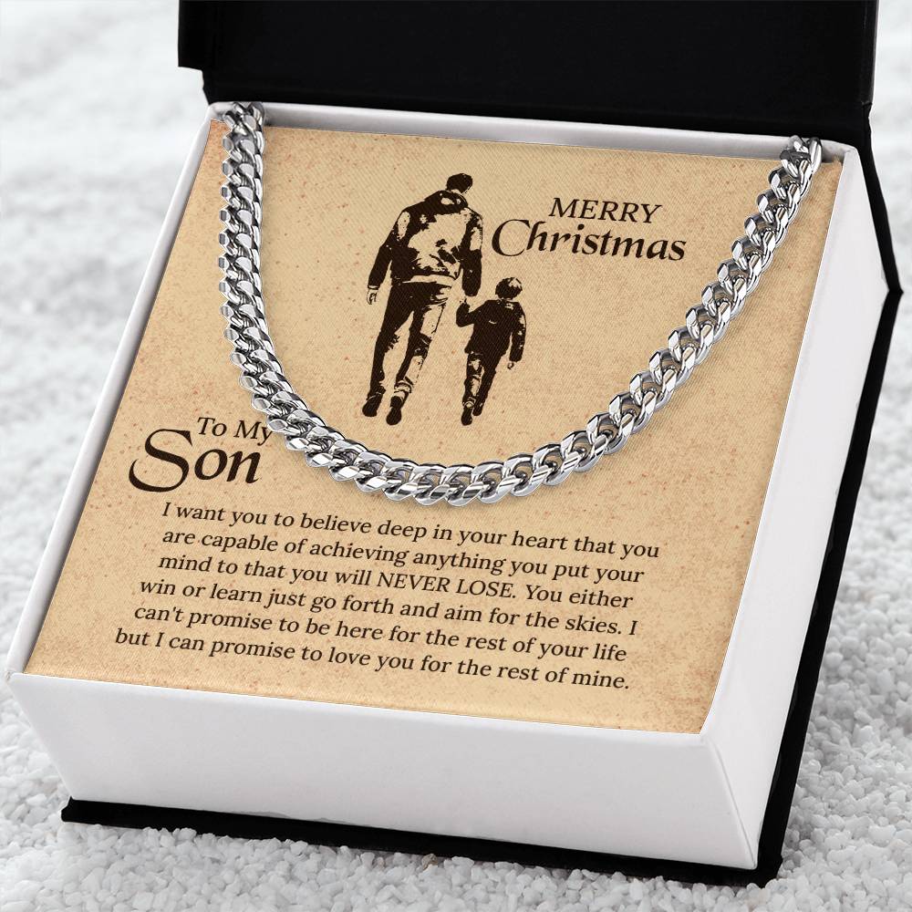 To My Son Cuban Link Chain Necklace, Christmas Gift for Son, Necklace For Men, Gift For Son, Jewelry For Him, Son Necklace, Personalized Message Card