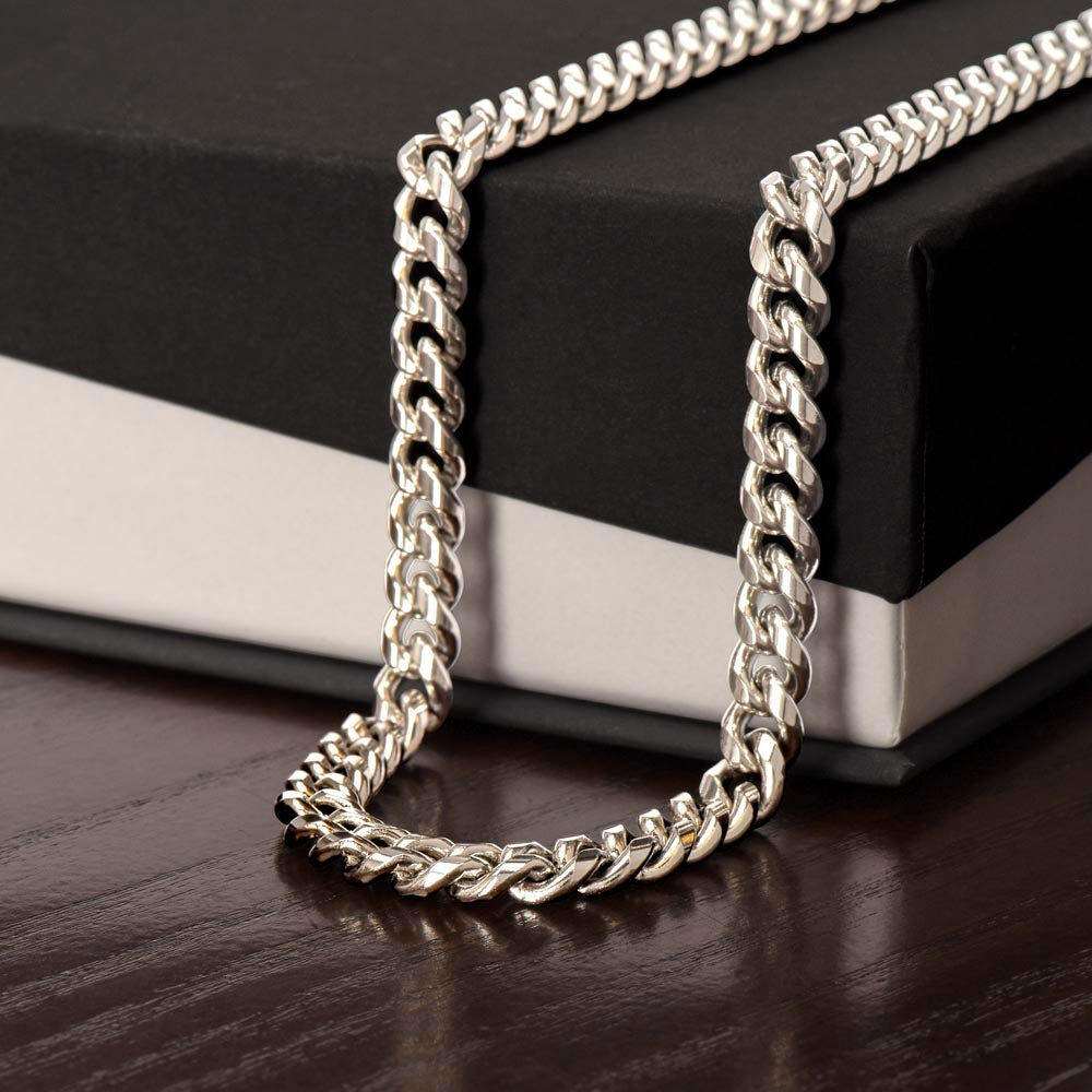 To My Husband Cuban Link Chain Gift From Wife, Message Card Necklace For Hubby Birthday Anniversary Christmas For Him