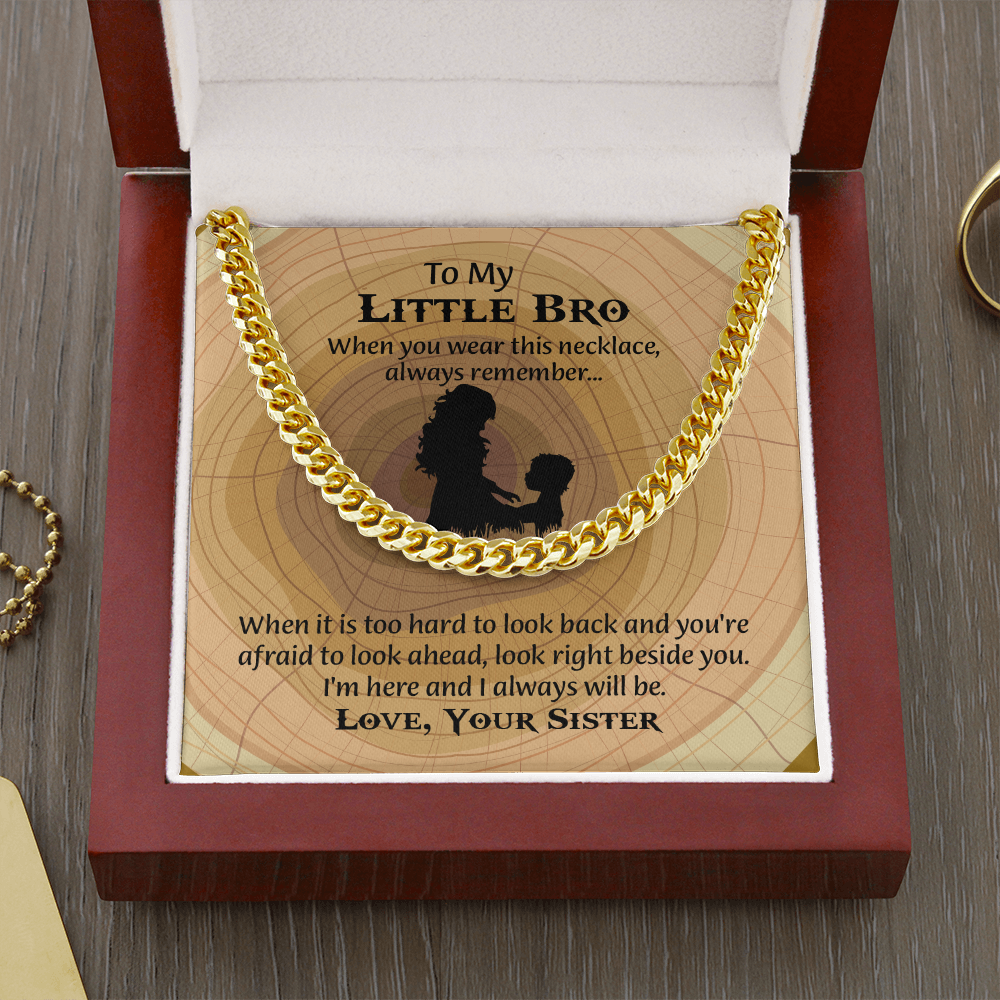 To My Little Brother Gift Necklace, Cuban Link Chain Necklace for Little Brother on Graduation, Meaningful Birthday Gift for Little Bro