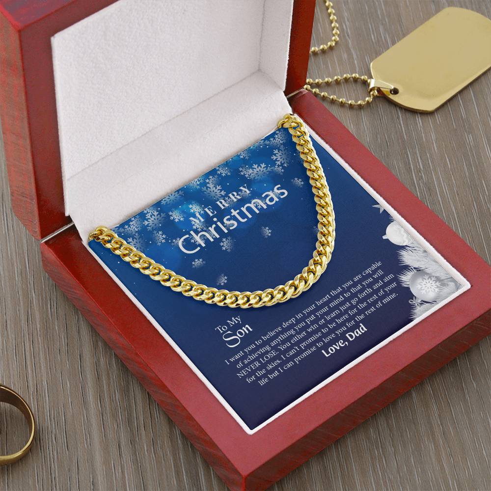 To My Son Cuban Link Chain Necklace, Christmas Gift From Dad, Necklace For Men, Gift For Son, Jewelry For Him, Son Necklace, Personalized Message Card