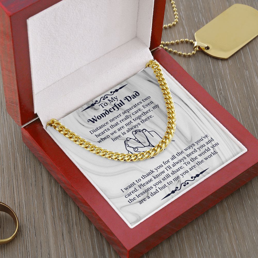 UNIDAZE To My Dad Cuban Link Necklace, Dad Necklace Gift, Dad Birthday Gift From Daughter Son, Father's Day Gifts, Sentimental Gift Dad, Christmas Gift For Dad ShineOn Fulfillment C30184T C30184TG lx-C30184 PB23-WOOD PT-4348 TNM-1 USER-188348