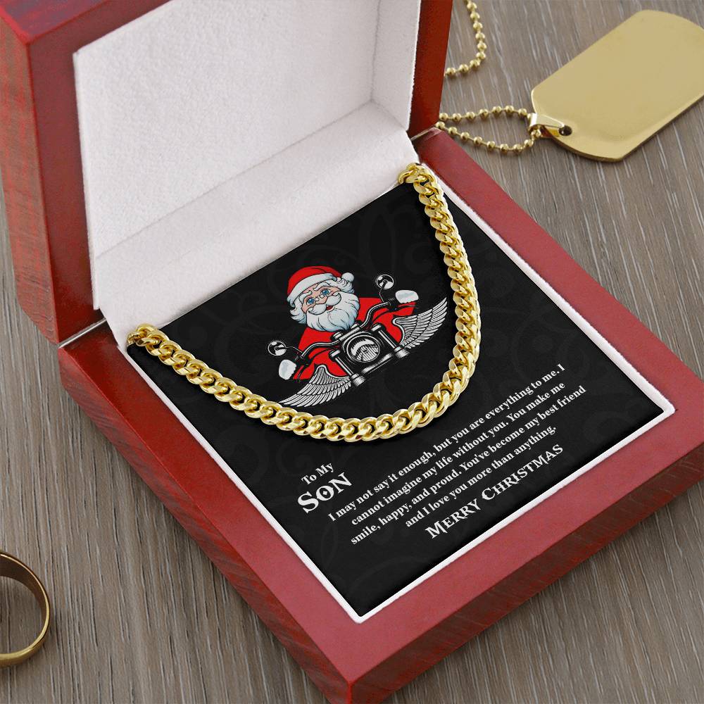 To My Son Cuban Link Chain Necklace, Christmas Gift, Necklace For Men, Gift For Son, Jewelry For Him, Son Necklace, Personalized Message Card