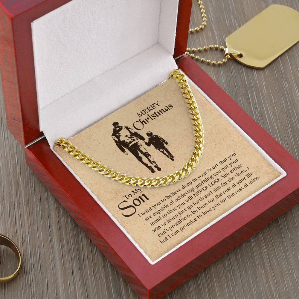 To My Son Cuban Link Chain Necklace, Christmas Gift for Son, Necklace For Men, Gift For Son, Jewelry For Him, Son Necklace, Personalized Message Card