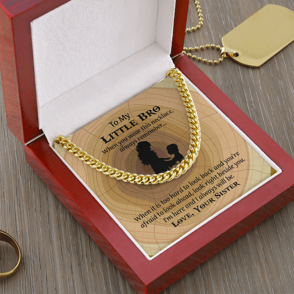 To My Little Brother Gift Necklace, Cuban Link Chain Necklace for Little Brother on Graduation, Meaningful Birthday Gift for Little Bro